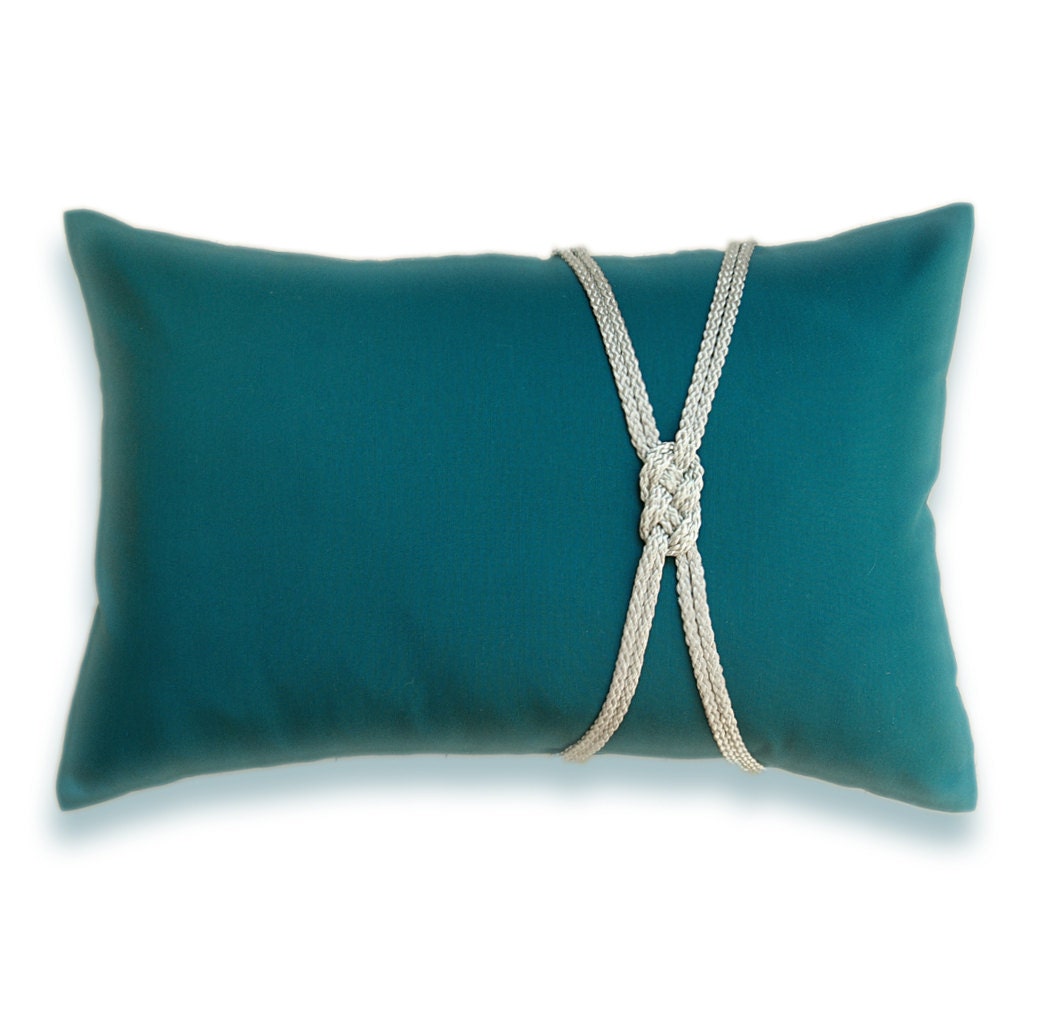 Dark Teal Blue Silver Lumbar Pillow Case 12 x 18 in JESSICA DESIGN
