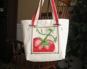 Applique Market Tote Bag Purse Carryall Tomato Red