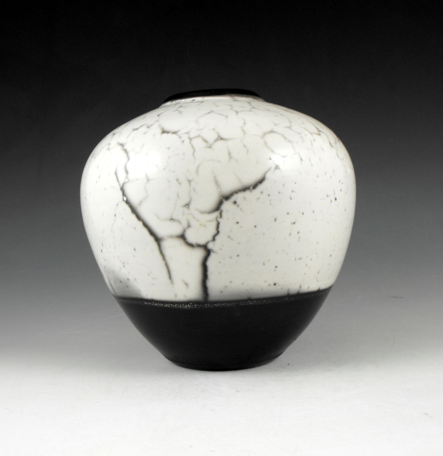 Black and White Naked Raku Decorative Vase