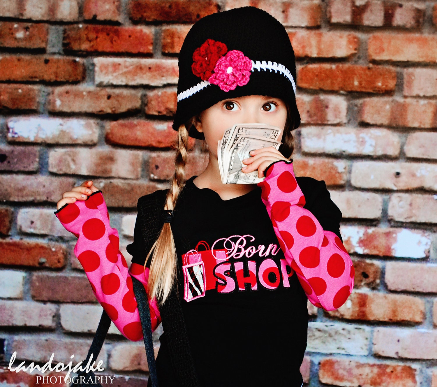 Crochet Hat, Cloche style - Bucket Hat, with flowers, black, red, pink, You Choose Size, 2T to 4T, 5T to Preteen