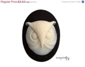 2pc vintage style owl cameos white and black 25x18mm