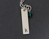 Initial Bar in Your Choice of Lettering -  Personalized Hand Stamped  Sterling Silver Initial Necklace