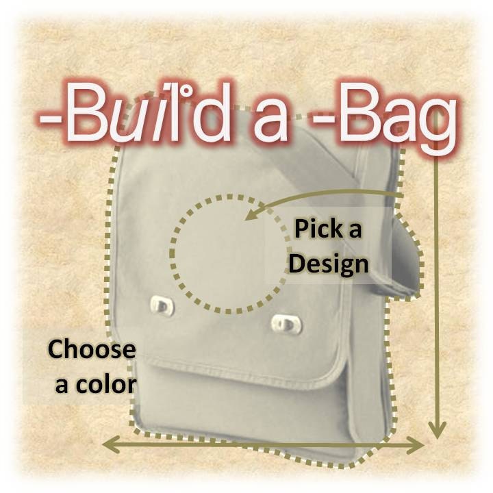 Build Your Own - Appliqued Canvas Field Style Messenger Bag - for School, College, Travel, Vacation, Book, Laptop