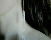 Double Quartz Gold Chain Earrings