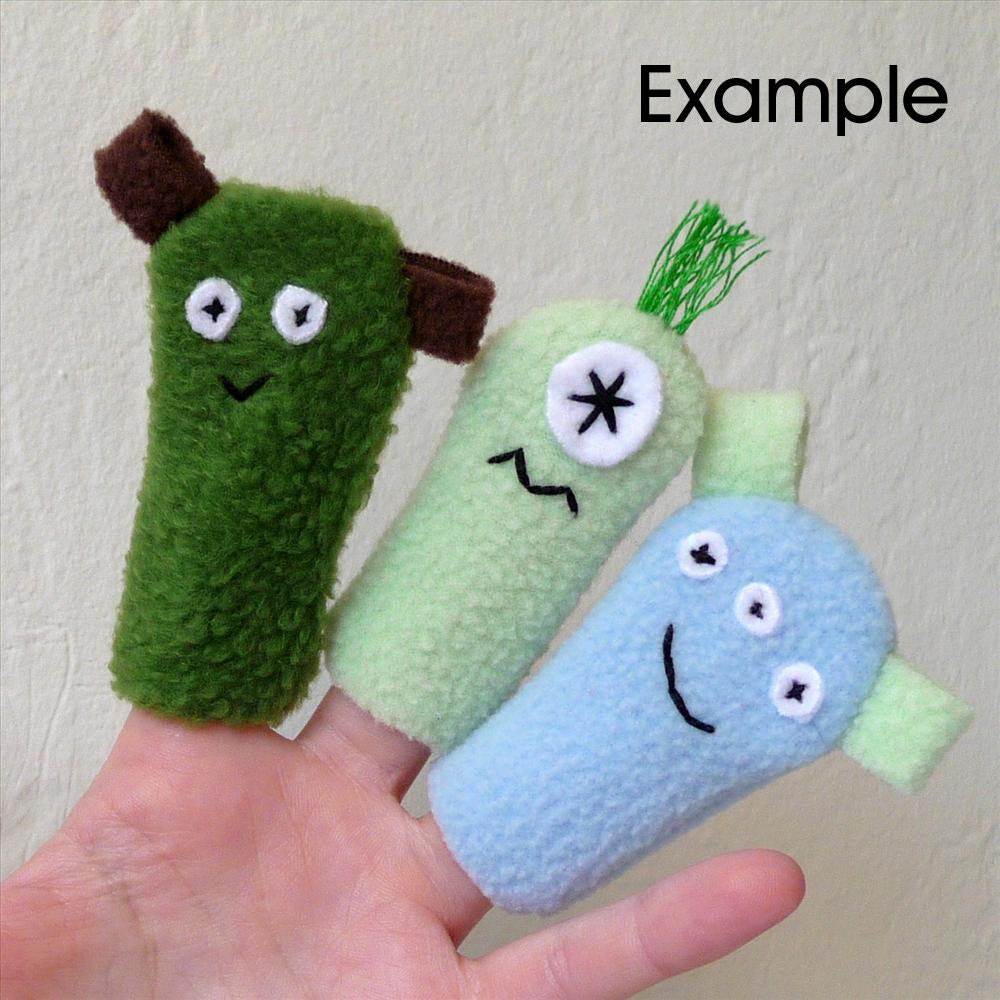 Monster Finger Puppets, Blue & Green (3-pack)