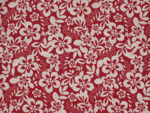 NeedleCraft Inc. Fabrics - White Flowers on Red Background