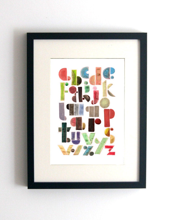Letterpress paint style print - The alphabet - most widely used by modern civilizations - Archival Art Print