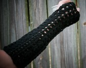 Fingerless gloves, arm warmers, gauntlets in black extra long custom colors available
