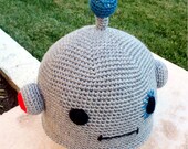 Robot Hat : Kawaii Cool Japanese-ish Handmade Crochet Beanie Hat (Gray)