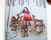 Girl and Deer Notebook, Girl Diary, Journal, Deer notebook, Fairytale Diary, Woodland forest whimsical notebook