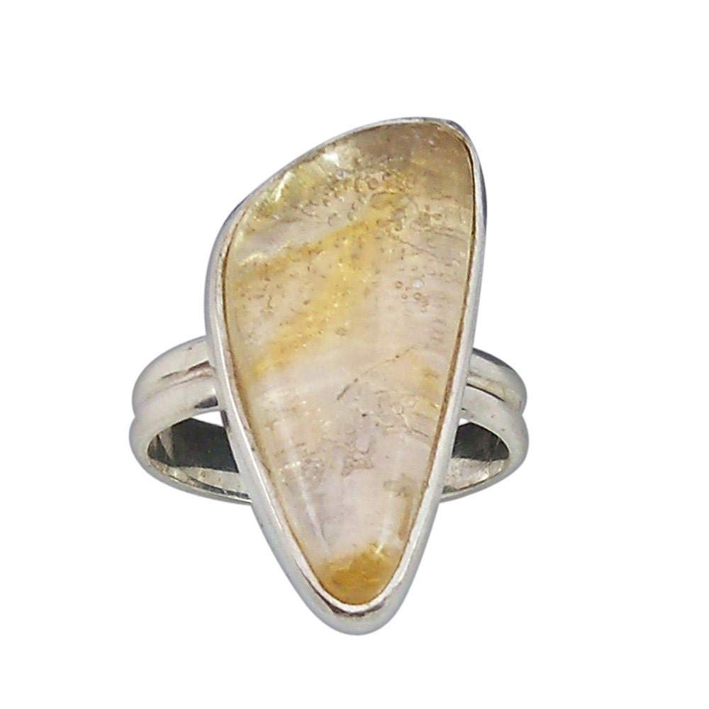 Amber Ring Set in Sterling Silver, Size 8  r8ambf1938