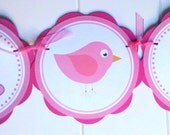 Birdie IT'S A GIRL Baby Shower Banner - Bird Theme Baby Shower Decorations in Light & Hot Pink