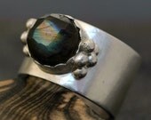 Rose-Cut Labradorite on Sterling Silver Ring- Custom Made