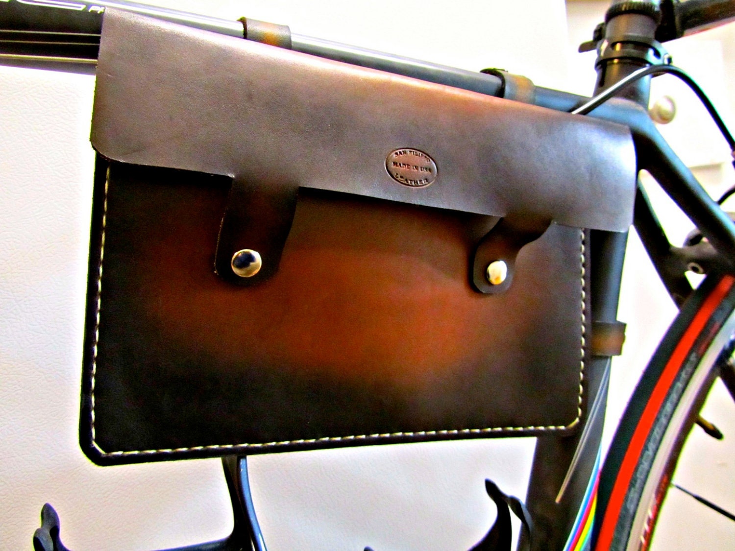 Leather Bike Frame Bag Sunburst