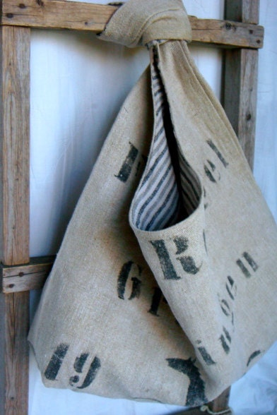 1939- reconstructed antique german grain sack sling bag