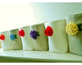 Flower Roses Oatmeal White LInen Box bin basket Storage Set 6 Weddings decor  Party Gift Wrap Purple blue yellow Organizer tagt team