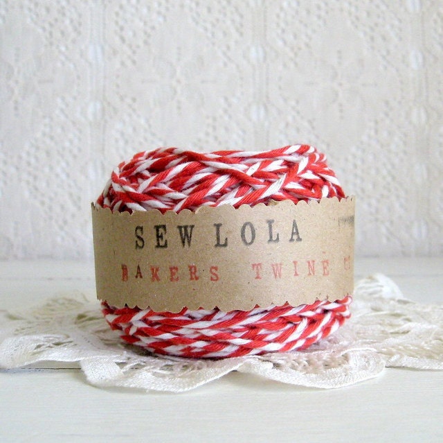 CHUNKY bakers twine - red and white