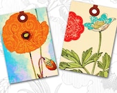 Vintage Gift Tags Digital Collage Sheet Botanical ACEO sized Altered Art Printable Image No.309