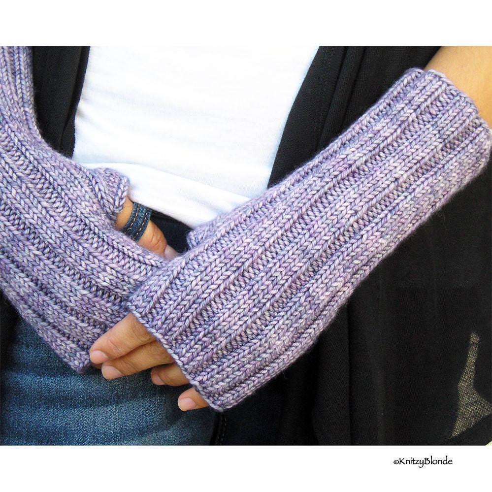 Fingerless Gloves Cashmere Merino Wool Hand Arm Warmers Hand Knit Dusty Lavender Lilac Violet
