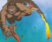 Gorilla Collage Art Upcycled Postcard