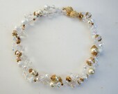 Beautiful Chunky Crystal and Pearl  Bridal necklace with white and clear crystals and pearls with crystal magnetic ball clasp