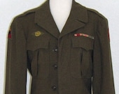 Vintage 1940s WWII Military Unisex Army Green Jacket, S/M