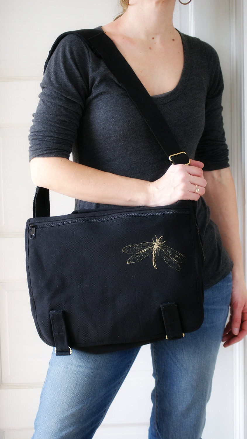 Golden Dragonfly European Black School Bag