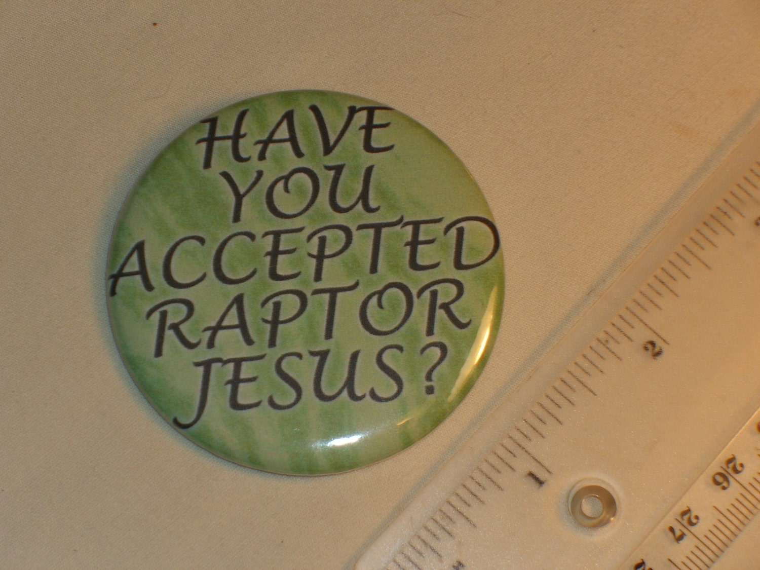 Raptor Jesus Internet Meme Button