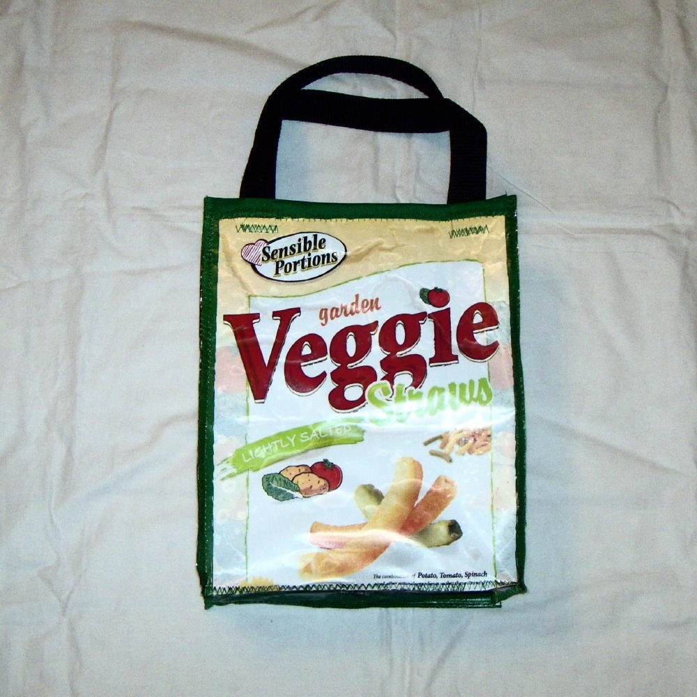 ONE OF A KIND Purse or Lunch Bag Sewn with Recycled Veggie Straws bags upcycled repurposed