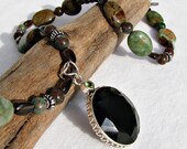 November Birthstone, Smoky Topaz with Natural Opal Beaded Necklace & Earring Set