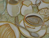 Original Watercolour Painting - Join me at the Cafe - La Maison Angelina