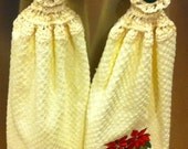 Hanging kitchen towels, hand crochet top & bottom with cotton size 3 thread quality