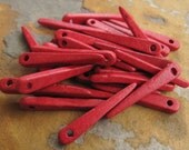 Mykonos Greek Ceramic Beads - 10 RED Skinny Spike Beads