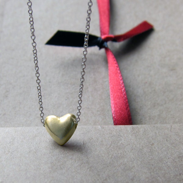 Tiny gold heart bracelet - 10k solid gold - artisan metalsmith - silver bracelet - gift for her