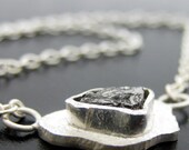 Meteorite  Necklace Recycled Silver Hand Forged
