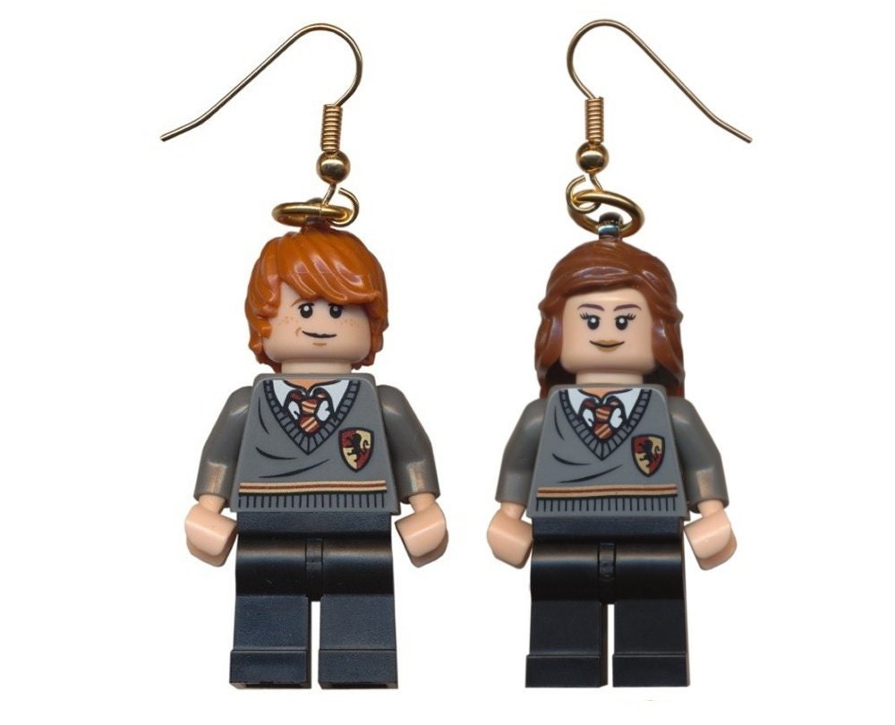 Ron Weasley and Hermione Granger Lego earrings