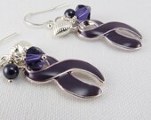 Purple Pancreatic Cancer Earrings Awareness Ribbon
