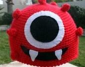 Muno -ish Hat : Yo Gabba Gabba -ish Handmade Crochet Hat Beanie
