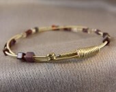Recycled Guitar String Bangle with Square Glass Beads Gift for Musician or Music lover Under 20 Free US Shipping