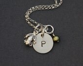 My Petite Frog Initial Necklace - Hand Stamped Sterling Silver Necklace