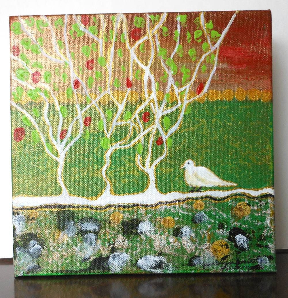 Cooing Garden - Original Acrylic Painting