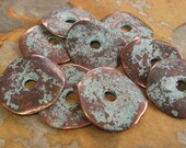 4 Greek Casting GREEN PATINA 23mm CORNFLAKE Beads