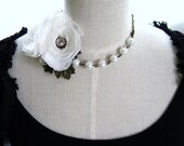 Statement Necklace Woodland in White Special Occasion Wedding Necklace - The Sophie