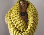 Super Snuggly Chunky knit cowl Mustard Yellow. Citrine. Gold.