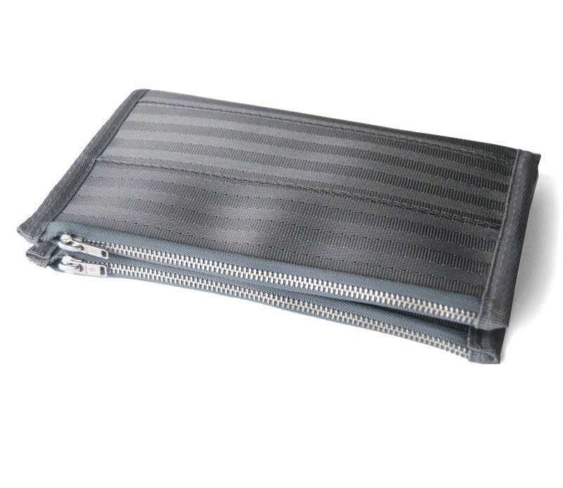 Women's Double-Zipper Seatbelt Wallet in Charcoal