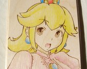 Princess Peach Woodburning Plaque