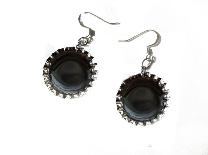 ON SALE Coffee Earrings. Resin Bottlecap Jewelry by Everyday Bohemian on Etsy.
