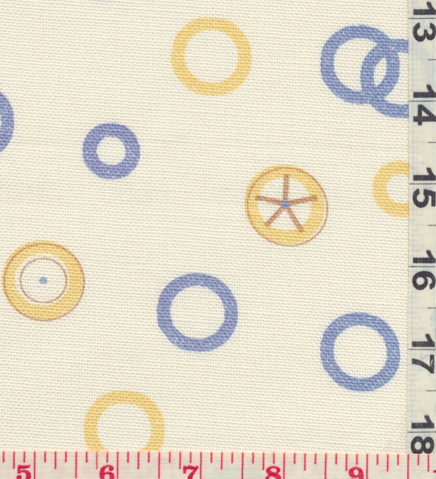Japanese Fabric: Ricco Ricco Deco Circles Blue  - Kawaii  Half Yard