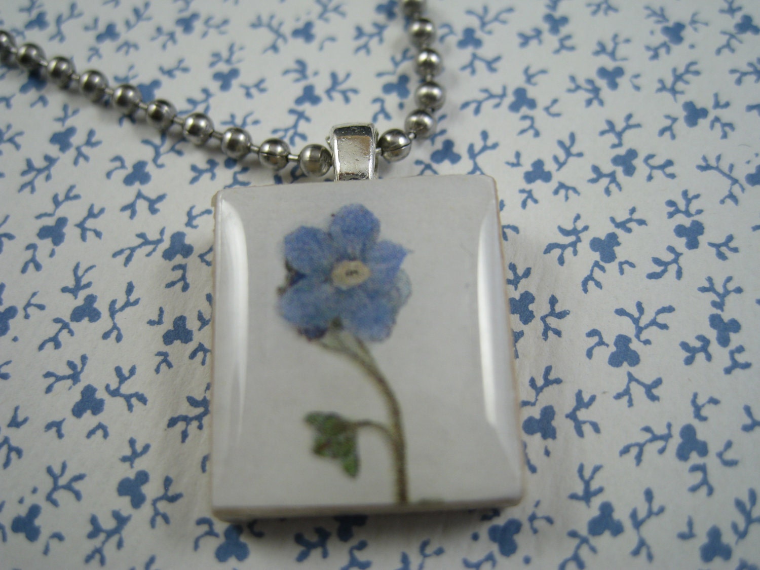 Forget Me Not Pendant - Scrabble Tile