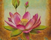 Lotus, flower, pink, floral, Print, 11x14 inch with double mat, pink,  floating in the zen of tranquility